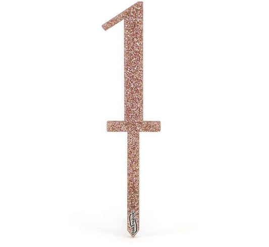 NO.1 ACRYLIC SPARKLING FIZZ ROSE GOLD CAKE TOPPER