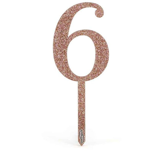 NO.6 ACRYLIC SPARKLING FIZZ ROSE GOLD CAKE TOPPER