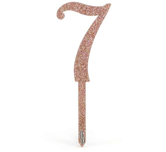 NO.7 ACRYLIC SPARKLING FIZZ ROSE GOLD CAKE TOPPER