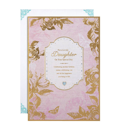 Birthday Card for Daughter with Traditional Floral Design