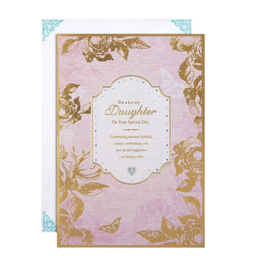 Birthday Card for Daughter with Traditional Floral Design