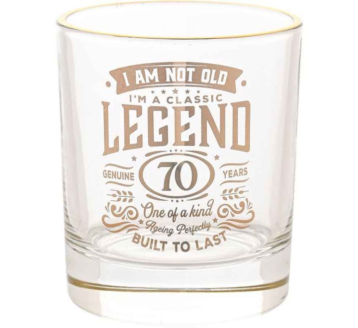 70 YEARS HARVEY MAKIN LEGEND TUMBLER GLASS