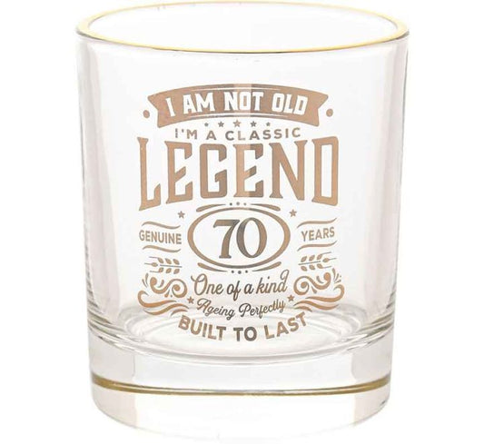 70 YEARS HARVEY MAKIN LEGEND TUMBLER GLASS