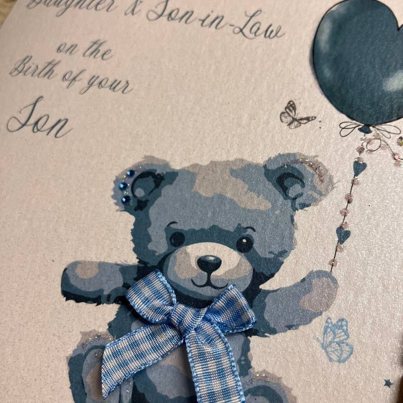 Daughter & Son-In-Law Birth of Son Blue Teddy & Balloon