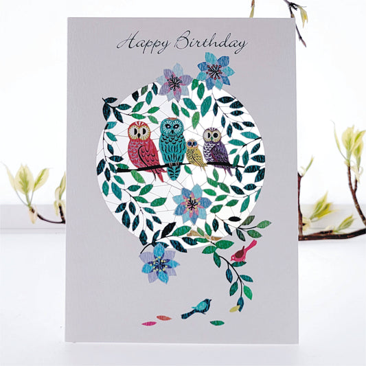 Owl Family Happy Birthday Card