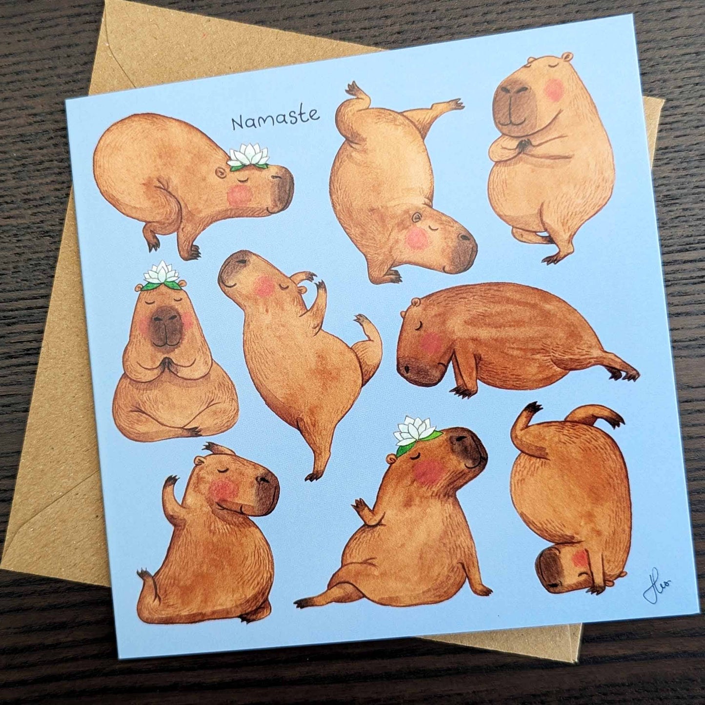 Yoga Capybara greeting card, Namaste card, Any occasion card
