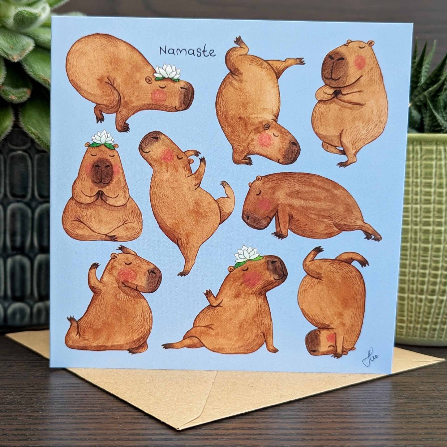 Yoga Capybara greeting card, Namaste card, Any occasion card