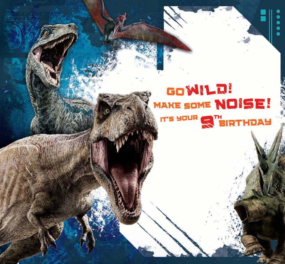 Jurassic World Age 9 Birthday Card