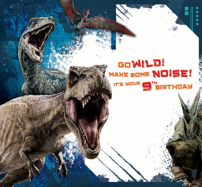 Jurassic World Age 9 Birthday Card