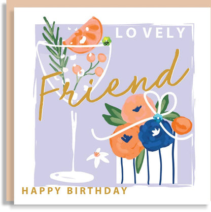 Birthday Cocktail Present Friend Hand-Finished Sequin Card