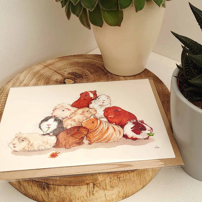 Guinea pig card, Cute Birthday card, Piggy card