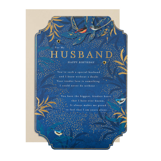 Birthday Card for Husband with Floral Design and Verse