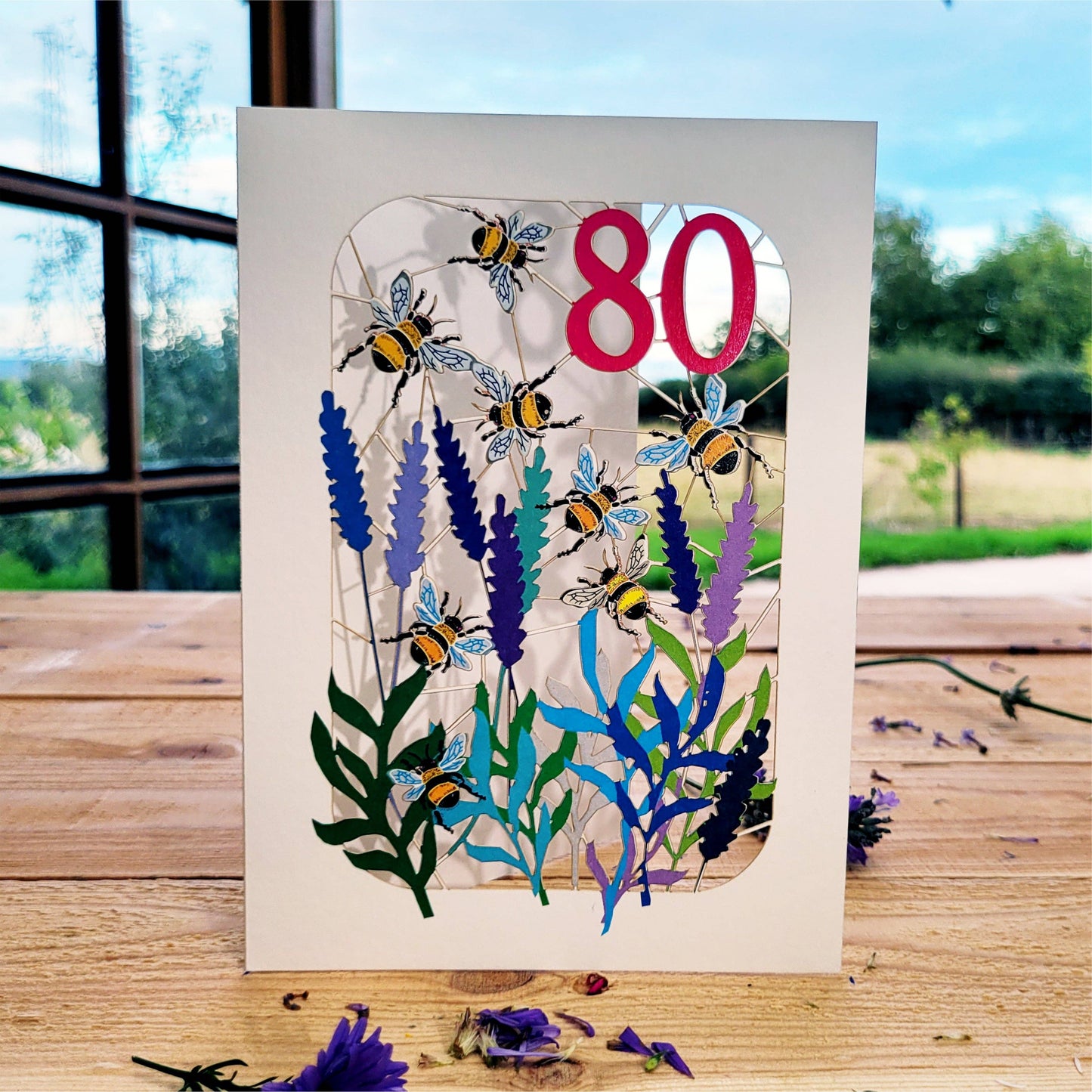 Age 80 Bee Design Birthday Card