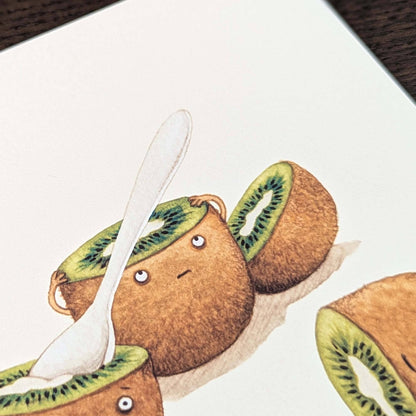 Fruity greeting card, Funny quirky Kiwis Card, Dark humour