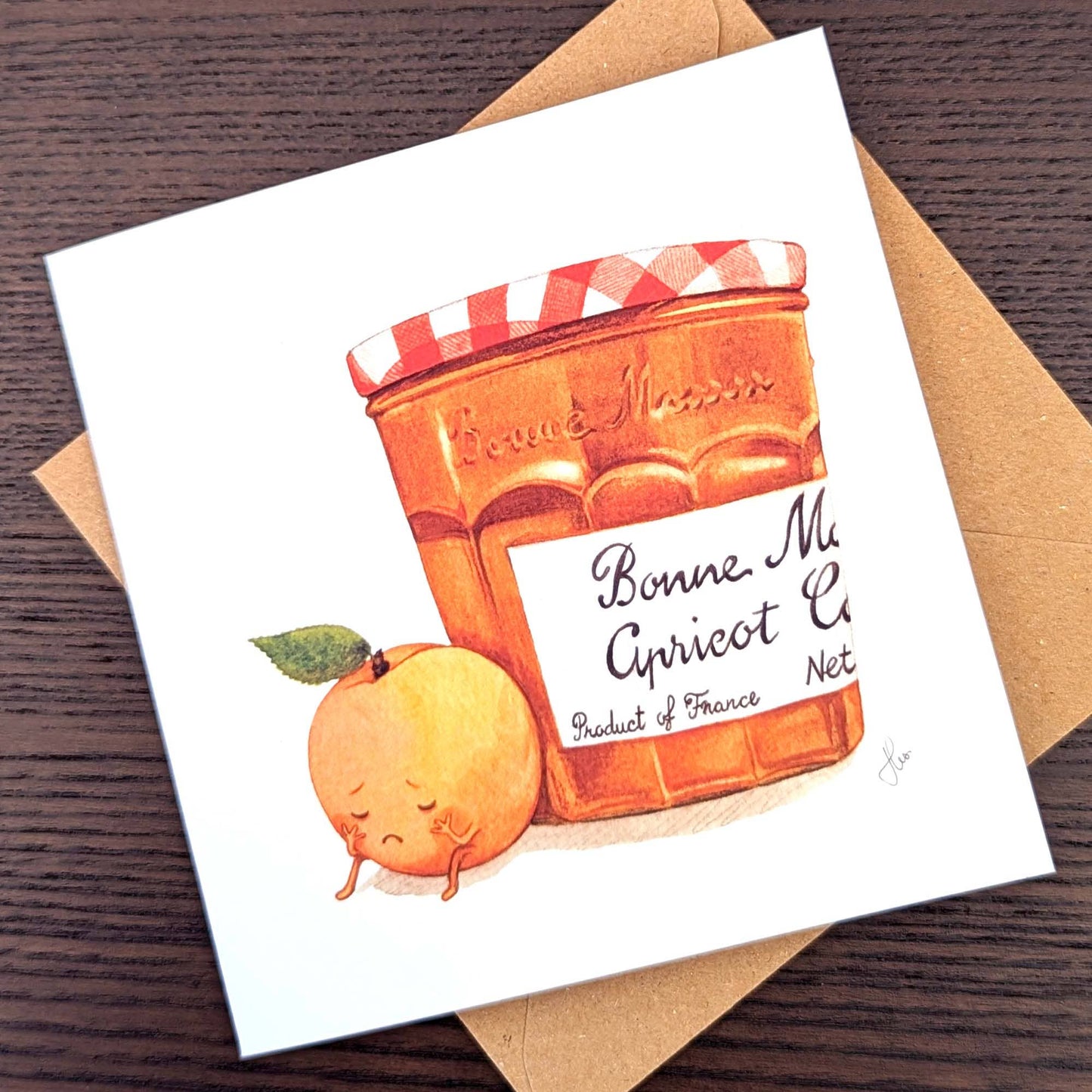 Fruity greeting card, Funny quirky Apricot Card, Dark humour