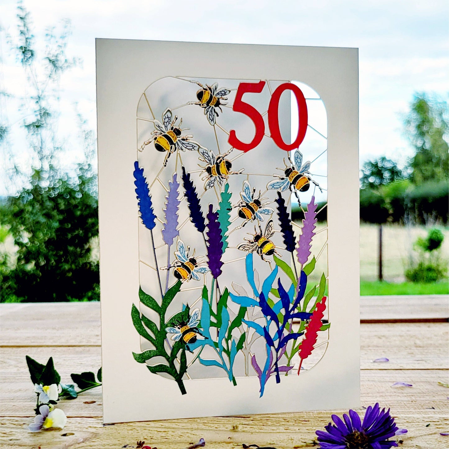 Age 50 Bee Design Birthday Card, 50TH Celebration