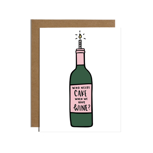 Cake Wine Birthday Greeting Card