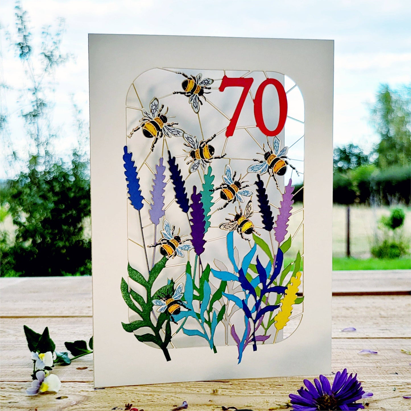 Age 70 Bee Design Birthday Card, 70TH Celebration