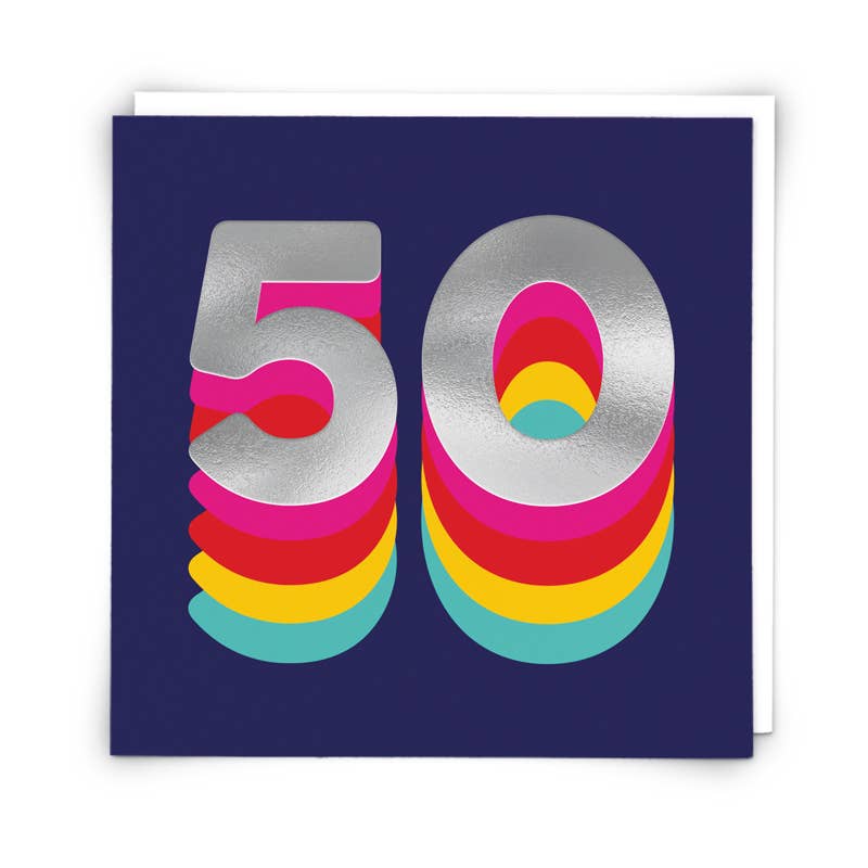 Navy 50 Greetings Card