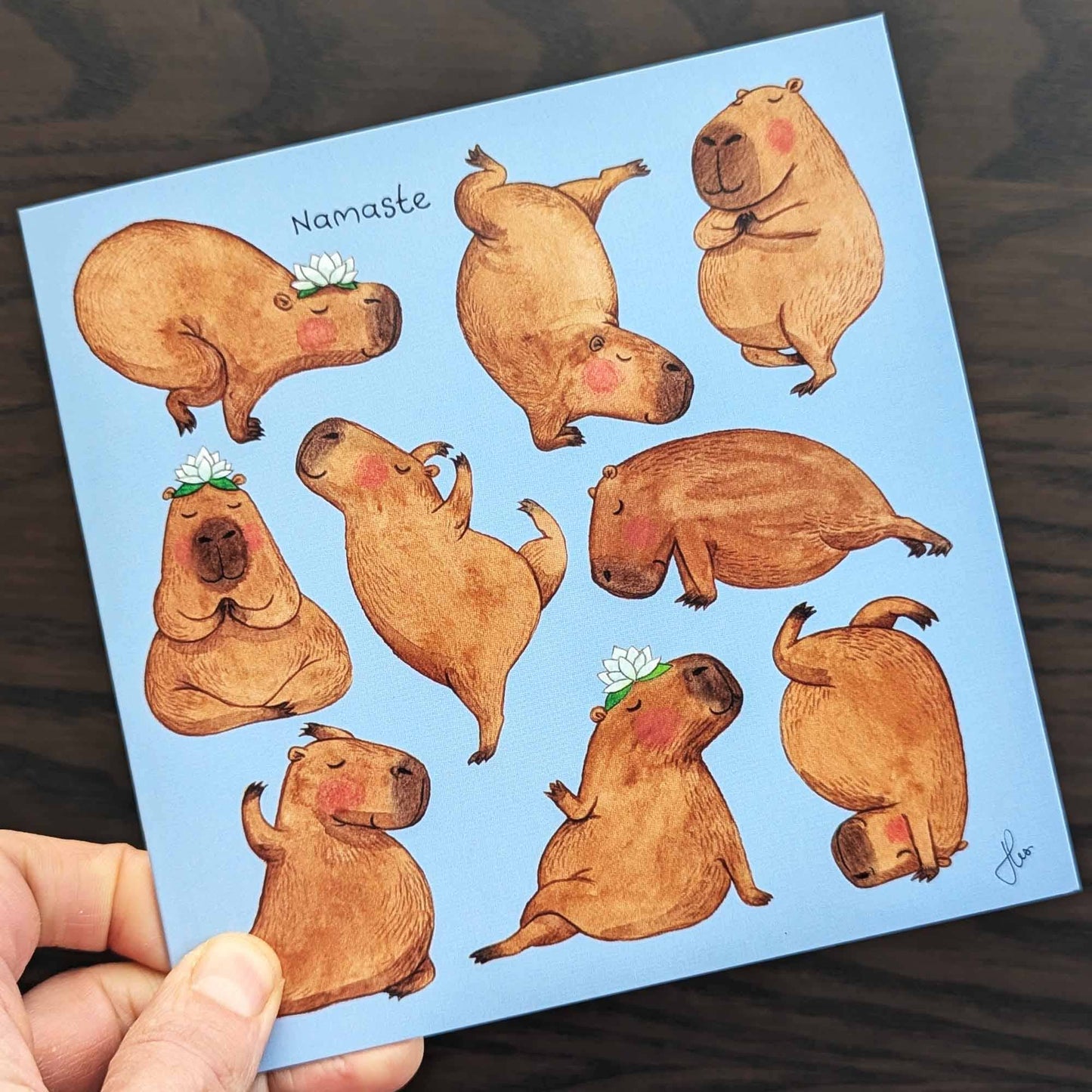 Yoga Capybara greeting card, Namaste card, Any occasion card