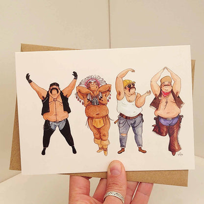 Disco dancing men, funny Birthday card, LGBTQ card,