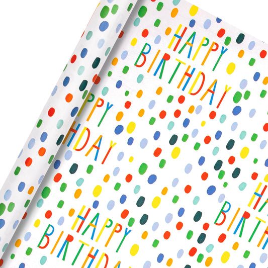 2M Colourful Happy Birthday Wrapping Paper Roll