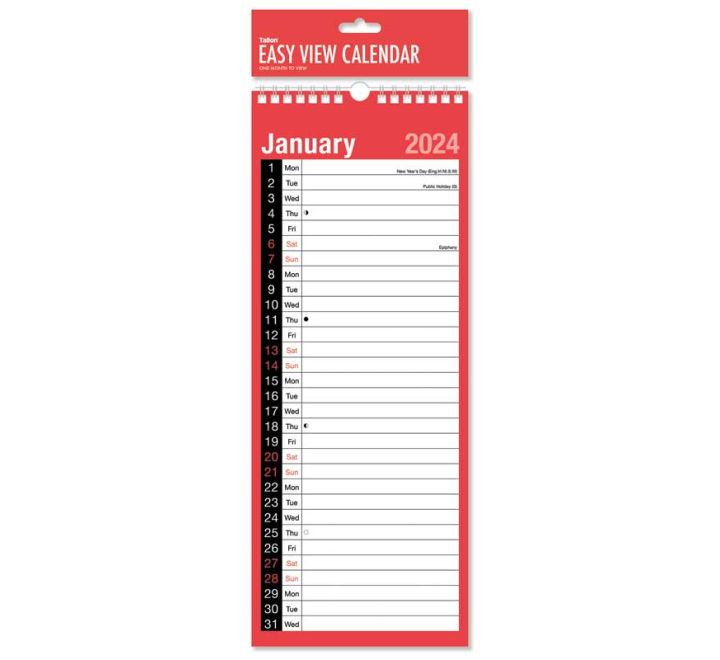 RED/BLACK SUPERSLIM CALENDAR