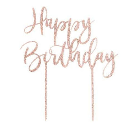 ROSE GOLD HAPPY BIRTHDAY CAKE TOPPER
