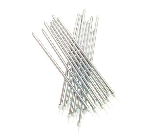 (16) 18CM MET. SILVER TALL CANDLES