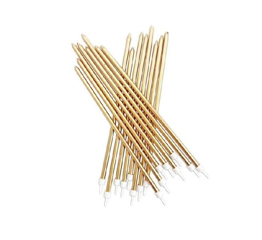 (16) 18CM MET. GOLD TALL CANDLES