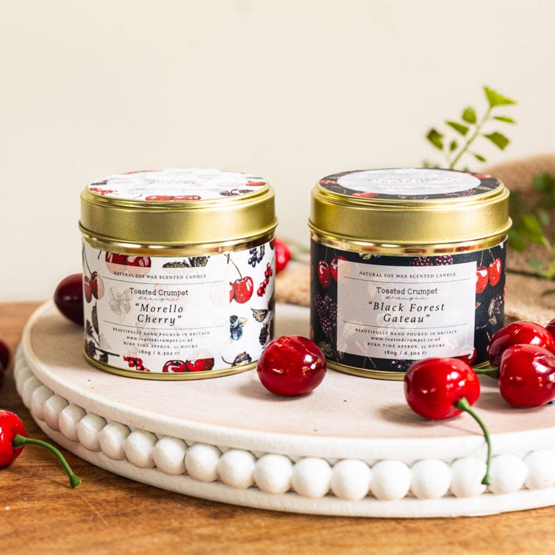 Morello Cherry Candle in a Matt Gold Tin