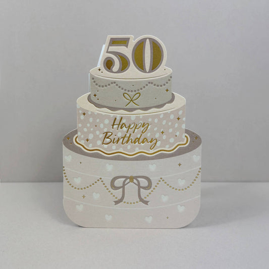 Age 50 Die Cut Cake Card
