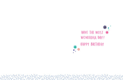 Birthday Card, Nan, Flowers On Blue