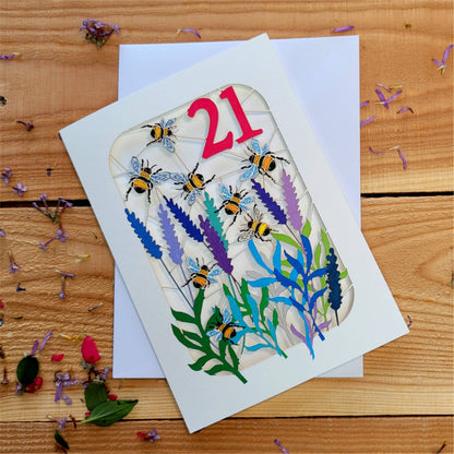 Age 21 Birthday Card, 21st, Bee Card - BE021