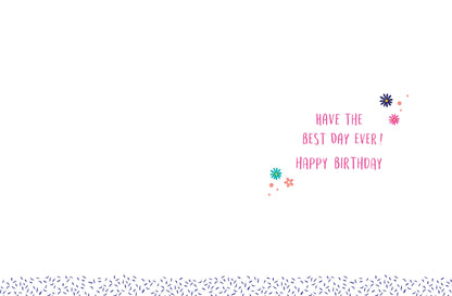 Birthday Card, Granddaughter, Flowers On Aqua