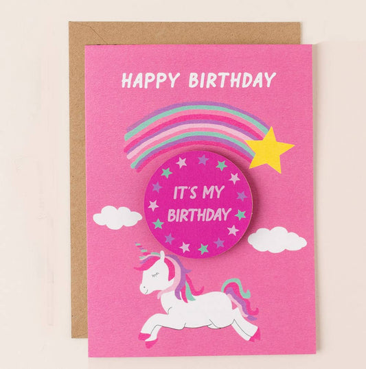 Unicorn Birthday Badge Card