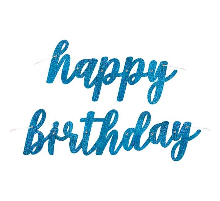 2PC GLITZ BLUE HAPPY BIRTHDAY JOINTED BANNER