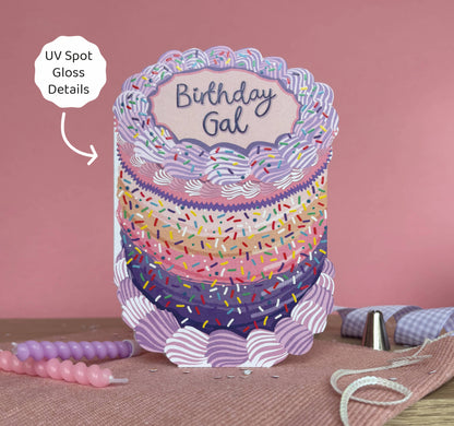 Birthday Gal - Birthday Cake Shaped Greeting Card