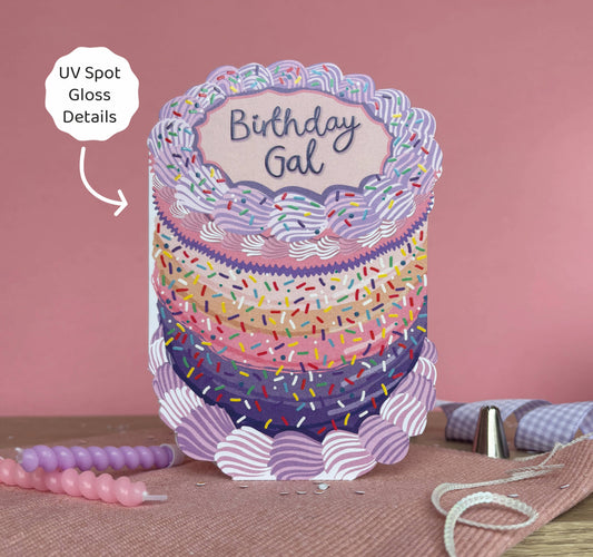 Birthday Gal - Birthday Cake Shaped Greeting Card