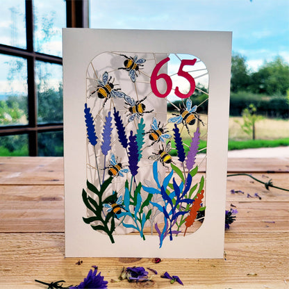 Age 65 Birthday Card, 65th, Bee Card - Be065