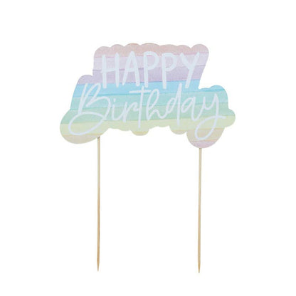 Eco Rainbow 'Happy Birthday' Paper Cake Topper 1 Pack