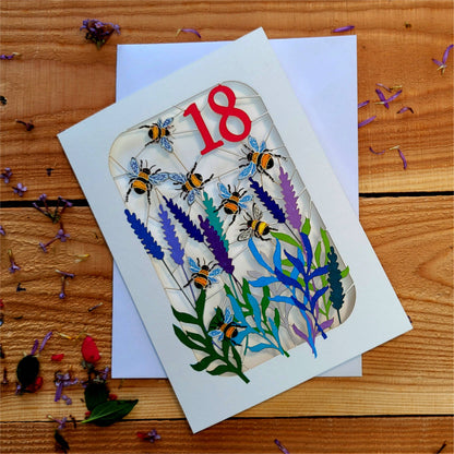 Age 18 Birthday Card, 18th, Bee Card - BE018