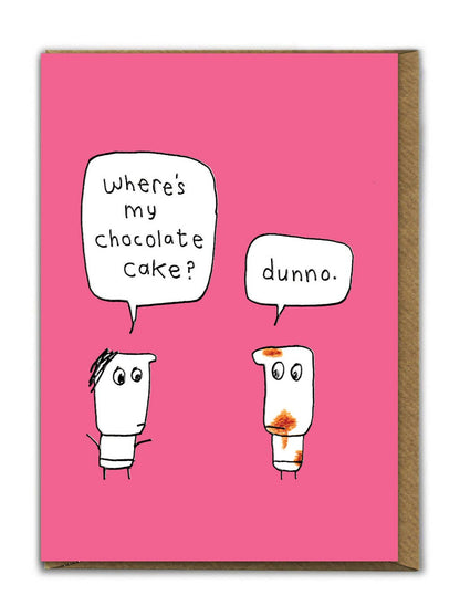 Funny Birthday Card - Embossed Where's My Cake Greeting Card