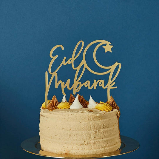 Gold 'Eid Mubarak' Acrylic Cake Topper