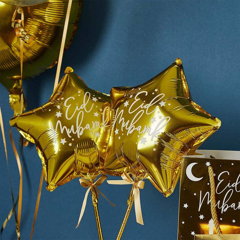 Gold Min Stari 9" Foil Balloon Wands 5 Pack