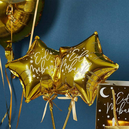 Gold Min Stari 9" Foil Balloon Wands 5 Pack