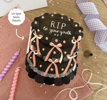 RIP to your youth - Birthday Cake Shaped Greeting Card