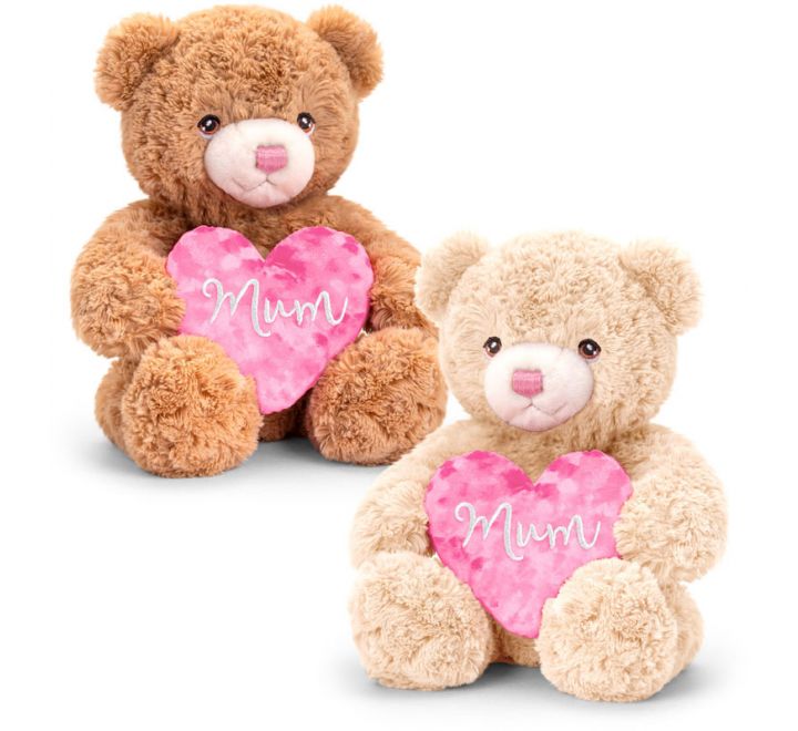 18cm Keeleco Mothers Day Bramble Bear W/heart 2 asstd