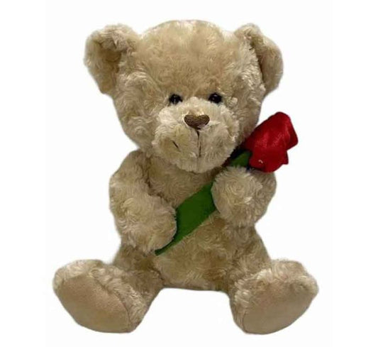 25cm VALENTINES BEAR WITH ROSE
