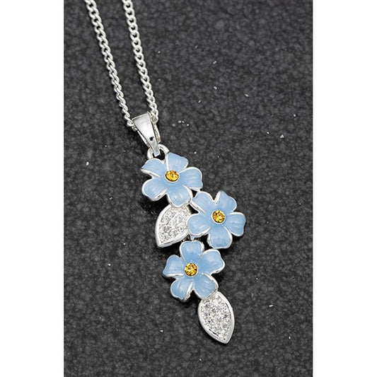Forget Me Not Cascade Silver Plated Necklace